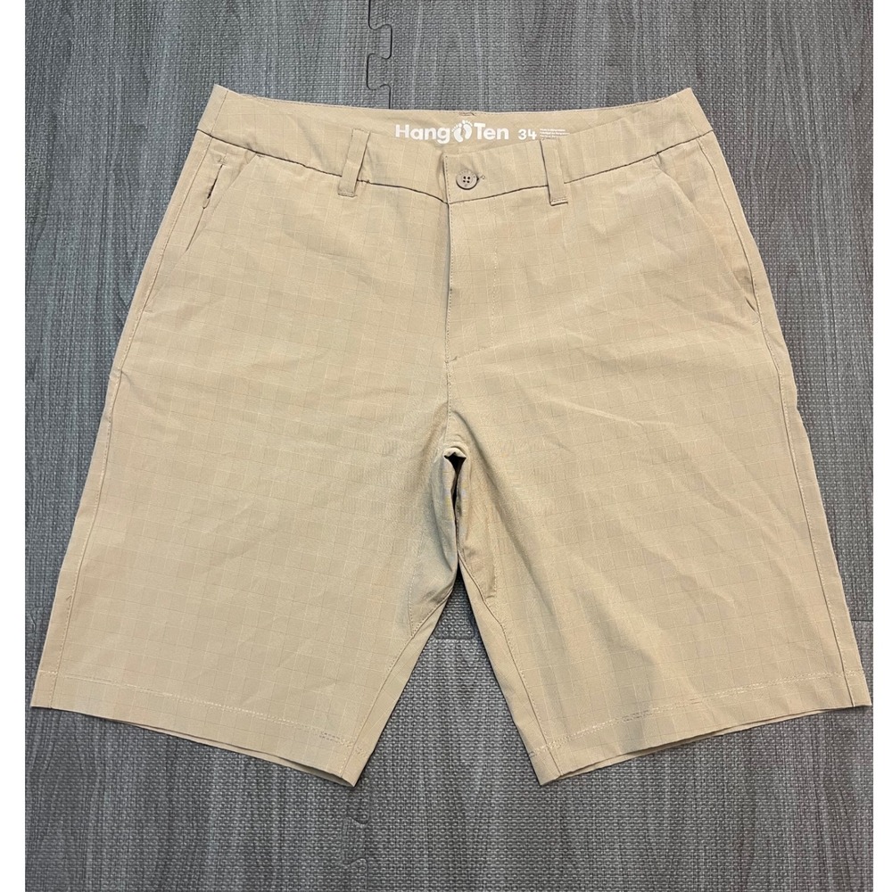 Hang Ten Men's Khaki Plaid Golf Shorts Size 34